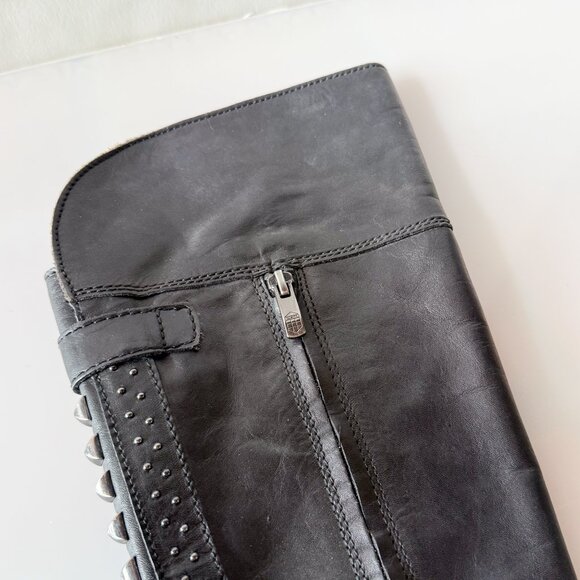 Vince Camuto Over the Knee High Black Leather Studded w/ Zipper Boots Size 6 - Picture 5 of 6